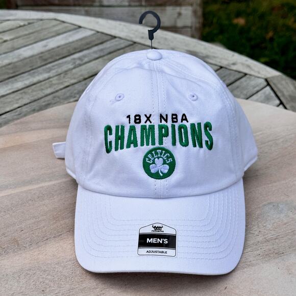 NBA Boston Celtics Adult Champions Clean-Up Hat White with Green Emblem New - Picture 1 of 12
